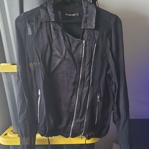 BLACK NYC WOMEN'S JACKET SHEER SLEEVES & ZIPPER POCKETS NEW OUT OF PACKAGE S/S